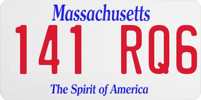 MA license plate 141RQ6