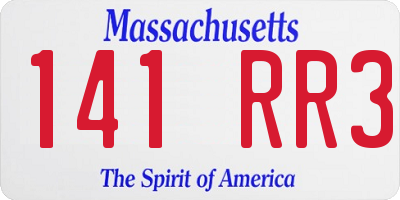 MA license plate 141RR3