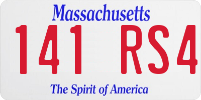 MA license plate 141RS4