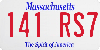 MA license plate 141RS7