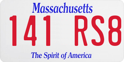 MA license plate 141RS8