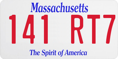 MA license plate 141RT7