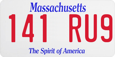 MA license plate 141RU9
