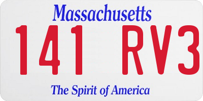 MA license plate 141RV3
