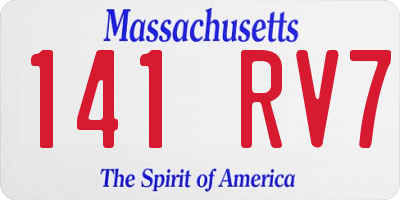 MA license plate 141RV7