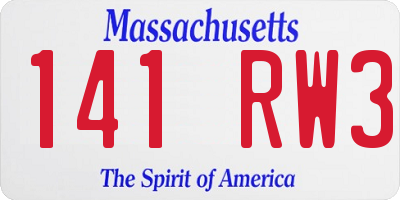 MA license plate 141RW3