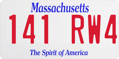 MA license plate 141RW4