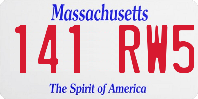 MA license plate 141RW5