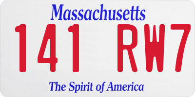 MA license plate 141RW7