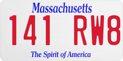 MA license plate 141RW8