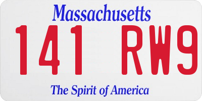 MA license plate 141RW9