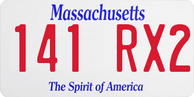 MA license plate 141RX2