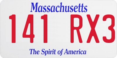 MA license plate 141RX3