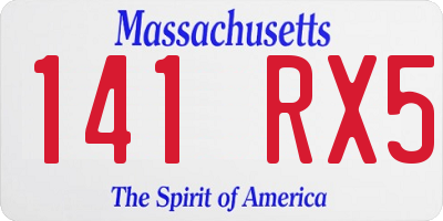 MA license plate 141RX5