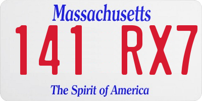 MA license plate 141RX7