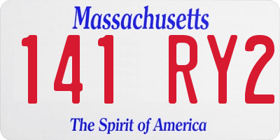 MA license plate 141RY2