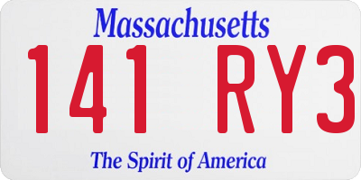 MA license plate 141RY3