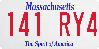 MA license plate 141RY4