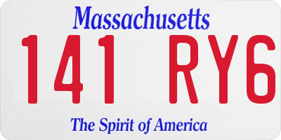 MA license plate 141RY6