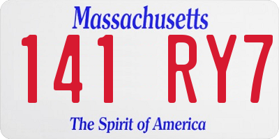 MA license plate 141RY7