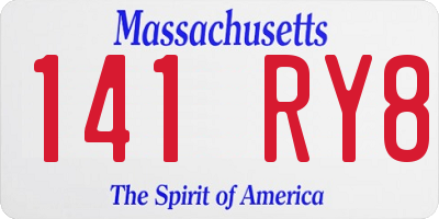 MA license plate 141RY8