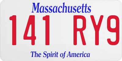 MA license plate 141RY9