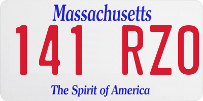 MA license plate 141RZ0