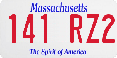 MA license plate 141RZ2