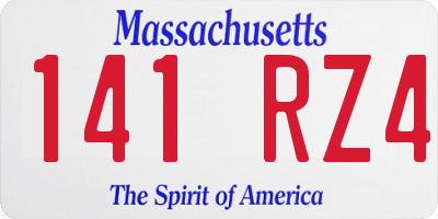 MA license plate 141RZ4