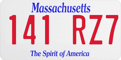 MA license plate 141RZ7