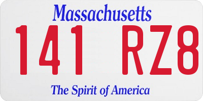 MA license plate 141RZ8