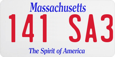 MA license plate 141SA3