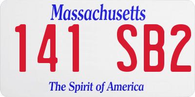 MA license plate 141SB2