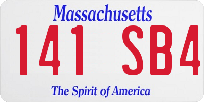 MA license plate 141SB4