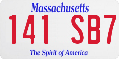 MA license plate 141SB7