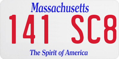 MA license plate 141SC8