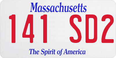 MA license plate 141SD2