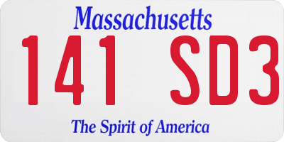MA license plate 141SD3