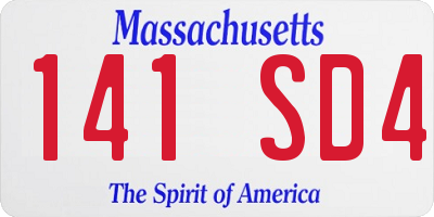 MA license plate 141SD4