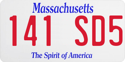 MA license plate 141SD5