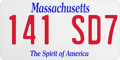 MA license plate 141SD7