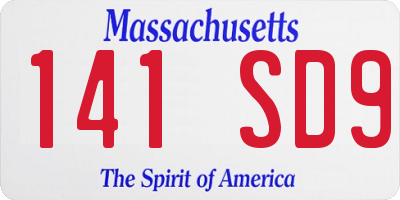 MA license plate 141SD9