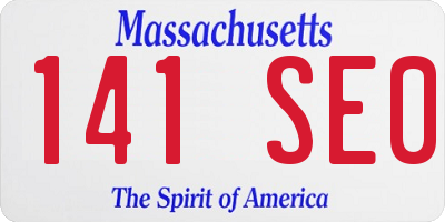 MA license plate 141SE0