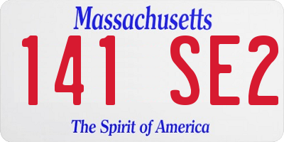 MA license plate 141SE2
