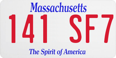 MA license plate 141SF7