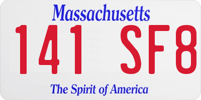 MA license plate 141SF8