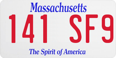 MA license plate 141SF9