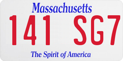 MA license plate 141SG7
