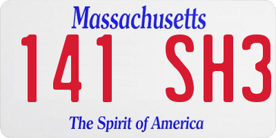 MA license plate 141SH3