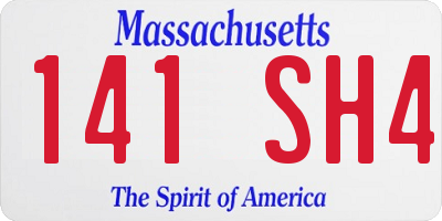 MA license plate 141SH4